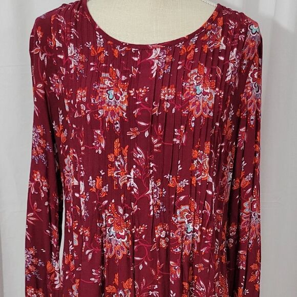 Sahalie Dress Long Sleeve Midi Red Floral Size Medium M - Picture 4 of 10